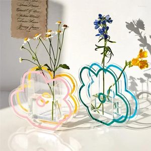 Vases Geometric Figure Vase Home Decoration Colorful Transparent Table Flower Plant Modern Wedding Decor