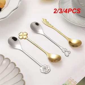 Kaffescoops 2/3/4st teskedar Creative Rose Shape Tea Spoons Scoop Stainless Steel Spoon Mini