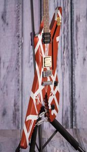 Edward Van Halen Striped Series Satin Urethane Burgundy Silver Stripes Electric Guitar Chrome Eye Hooks w Turnbuckles Brai5306561