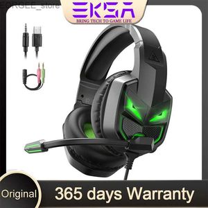 Mobiltelefonörlurar EKSA E7000-headset 3.5mm Wired Gaming-hörlurar för PC/Xbox/PS4/PS5 med brusavbokningsmikrofon över örat Dator hörlurar Y240407