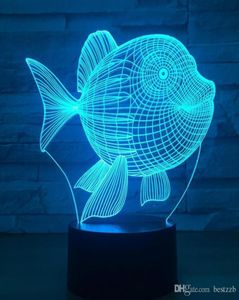 3D LED Night Light Fish Design 7 Cores de toque colorido LIVRES LIMPELAS LED PLÁSTICA LAMPHAPE 3D USB PODERADO NOITE ATMOSFERA NOVA LIG5289361