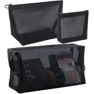 Cosmetic Bags Toiletries Towel Bag Portable Women Transparent Makeup Small Organizer Large Storage Mesh Travel Black Pouch