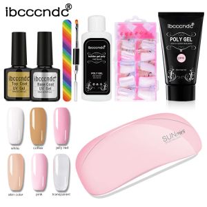 accesories Ibcccndc 30g Extend Builder Nail Kit Poly Set Nail Quick Extension Uv Led Hard Gel Acrylic Builder Gel with Naillamp