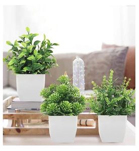 Decorative Flowers Energetic Artificial Plants Potted Green Bonsai Small Tree Grass Pot Ornament For Home Garden Decoration Wedding Party