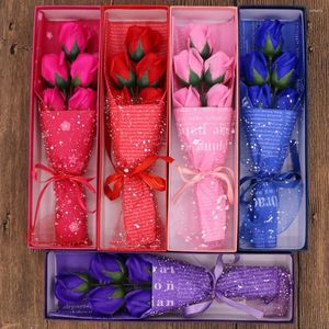 Dekorative Blumen 1 Box Blumengeschenk Romantische Werbung Ritual 5-Kopf-Künstliche Seife Rosenstrauß Hochzeitsdekoration