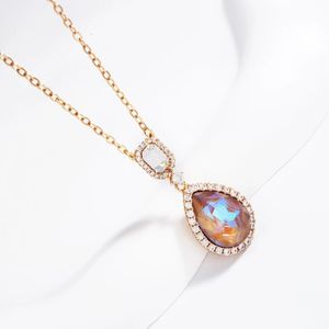 Luksusowy naszyjnik damski wykonany z kryształów z Austrii dla damskich mody woda z kroplami w kształcie kółki Prezenty 240407