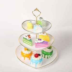 Party Supplies 3 Layer Cake Stand Layed Tea Decoration Plate Tray For Party Weddings Candle Light Dinner (Heart)