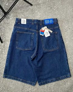 Męskie szorty retro niebieskie szorty na męskie Y2K Harajuku Street Wash Retro Beach szeroko zakolone spodnie dżinsowe spodnie J240407