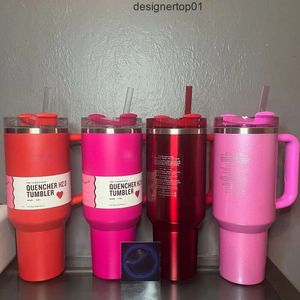 Staneliness US Stock Limited Edition The Quencher H20 40oz Mugs Cosmo Pink Parade Tumblers Isolated Car Cups Termos Valentines Day Gift Rink Sparkle Starback R7qn