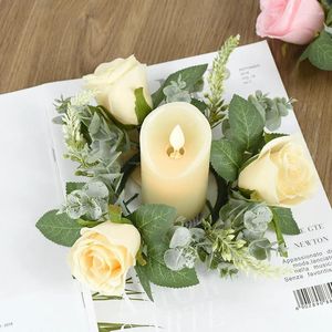 Fiori decorativi 22 cm Floro artificiale Fiore Candtrestick Wedding Garland Candele Porta di candele Birth