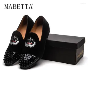 Casual Shoes MABETTA British Black Metal Buckle For Men Solid Slip-on Dress Wedding Loafers Causal Velvet Slippers