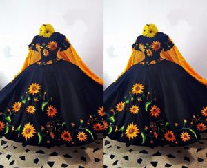 2023 Fashinable Mexcian Quinceanera klänningar broderade av axelbågen Charro Sweet 15 Dress Party Formella klänningar Tema Vinatge5755610