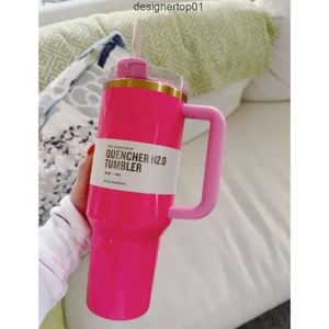 Stanleiness Vendi bene 11 uguale a quencher H20 Pink Parade Tumbler 40 Oz 4 ore caldo 7 ore di freddo 20 ore tazze ghiacciate 304 tazza di vino a tazza portatile tazza portatile tazza Flami 39o1