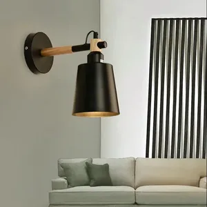 Wall Lamp LED Creative Metal Solid Wood Modern Staircase Living Room Bedroom Bedside Indoor Lighting Home Corridor Loft