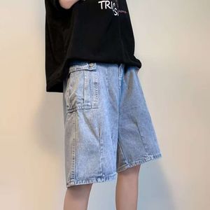 Sommer American Casual Ruffian gutaussehende High-End große Taschenarbeitswear Denim Shorts Herren lose und trendy fünf Punkt Hosen Koreanische Version