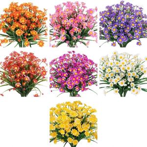 Fiori decorativi 12 pacchetti artificiali 7 colori UV resistenti di plastica finta per il vaso interno all'ingrosso