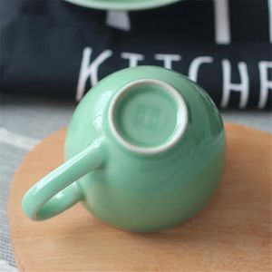 Kahve kupa 9oz çay fincanı ve tabak seti porselen içecek içecek mikrodalga bulaşık makinesi güvenli seramik sofra Çin celadons kupası 240407