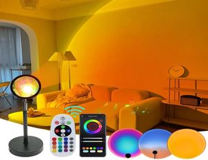 Rgb Sunset Lamp 16 Colors Remote App Bluetooth Aluminum Lens Sunset Projection Lamp Rainbow Atmosphere Led Bulbs 5W Night Lights1087971