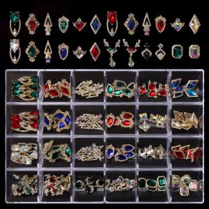 Abziehbilder 24Styles 3d Charms Legierung Edelstein Strass Schmuck Zauber und Rose DIY 1Box Dekorationen für Nägel Supplies Accessoires Designer