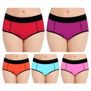 Pokarla 5st Womens Bekväm bomullsunderkläder Girls Midhigh midja Full täckning Trosor Damer Stretch Briefs Plus Size 240407