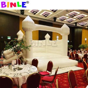 4.5x4m (15x13.2ft) full PVC Playland Wedding White Inflatable Bounce House With Slide Jumper Bouncer Castle Jumping For Weddings Backdrop