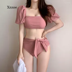 Swimwear femminile 2024 Versione coreana Swimsuit Swimsuit Donne BBBLE Top Top Top Fresh Our Color High Waist Spring Spring