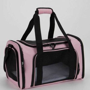 Cat Carriers Crates Houses Outgoing Portable One Shoulder Folding Bag Car Breathable Mesh and Dog Travel Large Capacity Pet H240407