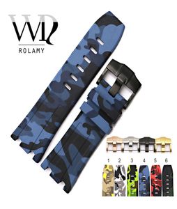 Rolamy 28mm Whole Camo Waterproof Silicone Rubber Replacement Watch Watch Band Strap Back with Buckle 2207041907978