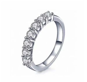 Роскошный оригинальный дизайнерский брендовый логотип гравейт AAA+ 7 Moissanite Prong Hollow Ring 18k Белое золото Ring