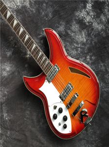 Högkvalitet Rickenback Cherry Sunburst Color Leftand Bass Electric Guitar 12String Hollow2050436