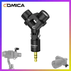 メガネステレオマイクcomica cvmvs10 xy cardioid mini mic for goproカメラ用、Androidスマートフォンビデオ録画（（3.5mm TRS）