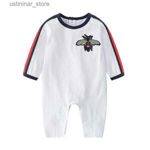 Rompers Baby Dompers Spring осенняя одежда для мальчика Новая ромп хлопок новорожденных девочек детский дизайнерский дизайнерский дизайнерский мультипликационный пчел