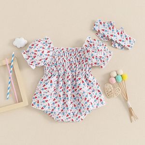 Kläder sätter baby flicka 4 juli outfit romper klänning spädbarn fjärde kläder sommar småbarn flickor födda kläder