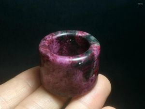 Decorative Figurines 1919 Chinese Natural Peach Blossom Stone Jade Carving Thumb Rings Or Pendant Decoration Gift Collectible