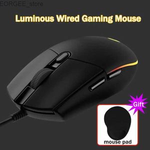 Ratos Ryra G102 Mouse de segunda geração LED LED Luminous E-Sports Gaming Mouse Business Office Mouse Wired Mouse para Notebook Laptop Y240407