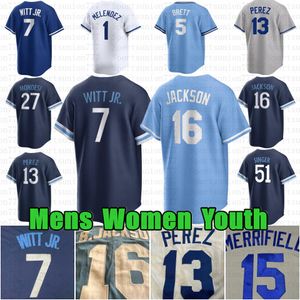 7 Bobby Witt Jr. Maglie da baseball personalizzato Bo Jackson George Brett Salvador Perez MJ Melendez Pasquantino Brady Singer Michael Wacha Josh Taylor Seth Lug Ragans