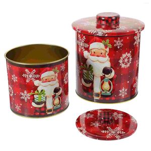 Storage Bottles Tinplate Candy Jar Cookie Container Christmas Supplies Treats Lid Containers Sugar Case Jars Metal Tins