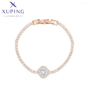 Link Bracelets Xuping Jewelry Arrival Square Fashion Stone European Bracelet Rose Gold Color Trendy Charm For Women Party Gift