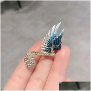 Pins Brooches Korean Temperament Fashion Note Brooch Luxury Rhinestone High-End Ins Fashionable Coat Suit Anti Stray Pin Drop Delivery Dh59E