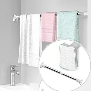 Shower Curtains Support Pole Curtain Rod Wardrobe Bedroom Clothing Punching Bathroom Rack Stainless Steel Storage