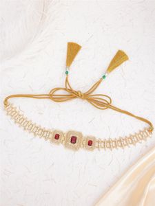 Exquisite Hand-Woven Rope Belt Womens Wedding Dress Jewelry Moroccan Style Robe Waist Chain Arabian Jewelry Accessory Belt 240326