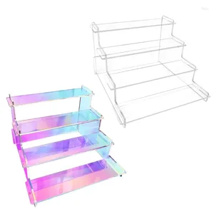 Placas decorativas Risers de exibição acrílica Clear 4 Figuras de camada de mesa Vendas de mesa de jóias reutilizáveis rack de jóias para decorar/organizar