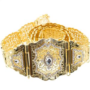 Sunspicems Chic Morocco Belt Crystal Caftan Waist Chain Belt for Women Arabian Wedding Jewelry Gold Silver Color Body Chain Gift 240326