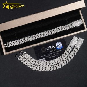 Designer smycken hiphop fashionabla män hiphop kubansk länk 925 sterling silver smycken isade ut vvs moissanite diamant armband