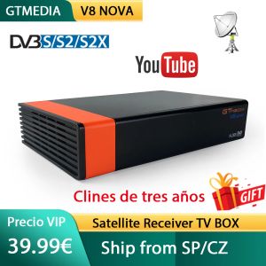 Box GT Media V8 Nova Gtmedia V8X DVBS/S2/S2X Receptor de TV de satélite TV Decodificador construído em 2,4g WiFi H.265 CCAM M3U Box Stock na Espanha