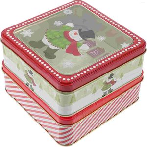 Storage Bottles Christmas Cookie Containers Biscuit Tinplate Lid Candy Holder Sweet Tins The Gift