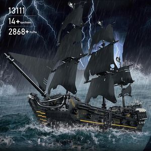 Die Black Pirates Ship Building Blocks formen König 13111 Movie MOC Ziegel Perle Schiffsmodell Kits zum Bau von Kinderpädagogik -Spielzeug für Erwachsene Geburtstag Weihnachtsgeschenk