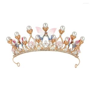 Hair Accessories Princess Crown For Girls Butterfly Tiaras Birthday Crystal Performance Party Model Catwalk Handmade Pearl Drop Delive Otvsz