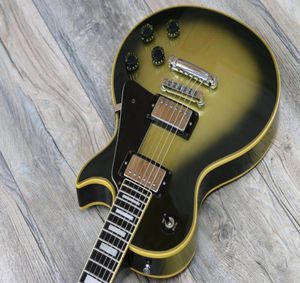 Custom Shop Chibson Yellow Green Gold E -Gitarre Vintage Silverburst Adam Jones Ebony Fingerplatten Binding Binding3405424