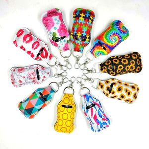 2021 Ny Neoprene Softball Printing Keychains Hand Sanitizer Bottle 30 ml Portable Mini Bottles Holders Keyrings Party Favor Keychain 22 LL